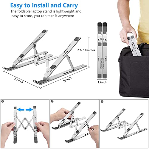 Leeboom Laptop Stand for Desk, Adjustable Foldable Aluminum Riser, Silver - color: Silver