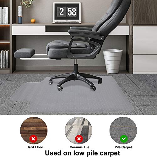New Chair Mat for Carpet Floor Low Pile Office and Home Use Thick and Sturdy Transparent Desk Chair mat for Carpets Size 36" X 48" with Lip