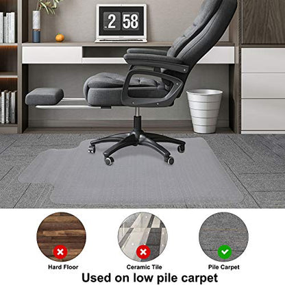 New Chair Mat for Carpet Floor Low Pile Office and Home Use Thick and Sturdy Transparent Desk Chair mat for Carpets Size 36" X 48" with Lip