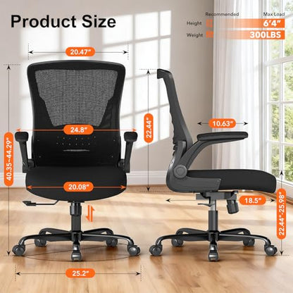 Ergonomic Office Chair, Comfy Mesh Desk Chair with Flip-up Armrests