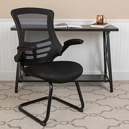 Flash Furniture Mesh Reception Chair with Flip-Up Arms, Black - color: Black Mesh