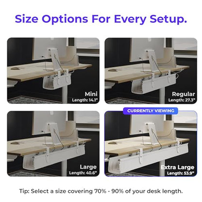 Ascrono Original Under Desk Cable Management Tray, White, 53.9" - color: White, size: Extra Large (53.9 in)