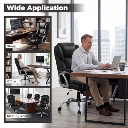 COSTWAY Executive Office Chair with High Back and Thickened Seat Cushion - color: Black