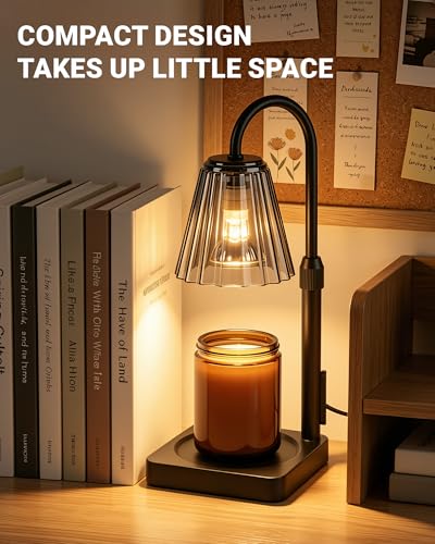 Candle Warmer Lamp with Timer, Dimmable PC Shade Lamp Gifts for Mom | Adjustable Height Lightweight Polycarbonate Lamps, Modern Electric Wax Melt, Gifts for Family with Pets & Children Home Decor