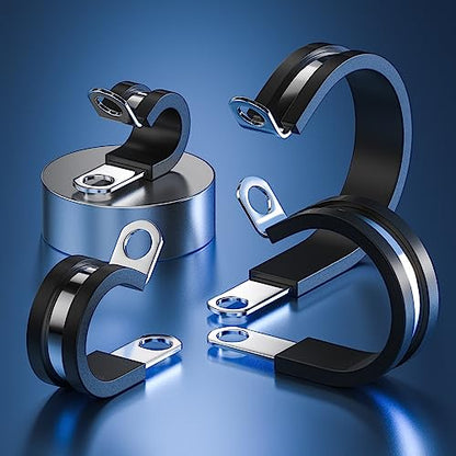 50 PCS 1/4 Inch Cable Clamps, 304 Stainless Steel Cable Clamps, Insulated Clamp, Hose Clamp, Pipe Clamp, Sturdy Clamp, and Wire Clamp by RTHIEAI - size: 1/4 Inch, style: 50 pcs