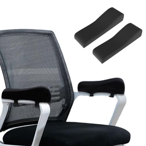 2 Pack Office Chair Armrest Pads Covers,Arm Rest Pad with Memory Foam Elbow Pillow for Forearm Pressure Relief, Arm Rest Covers for Office Chairs, Wheelchair, Comfy Gaming Chair (Black) - color: Black