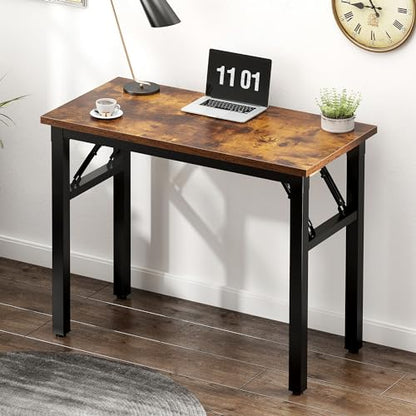 Need Small Folding Computer Desk, 31.5 Inch Writing Table, Rustic Brown - color: Rustic Brown, size: 31.5 inches