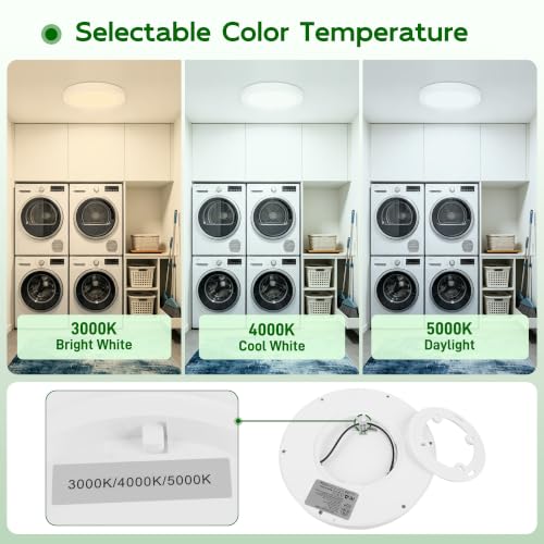 hykolity 7Inch Selectable CCT LED Flush Mount Ceiling Light,1500LM,2 Pack | 15W 3000K/4000K/5000K, Edge-Lit Flush Mount Ceiling Light Fixture for Kitchen, Bedroom, Laundry and Closet Room,White - color: White, size: 7 inch