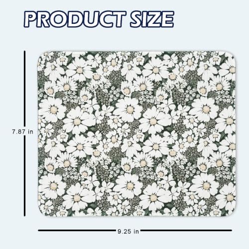 Mouse Pad for Desk with Stitched Edge, Premium Cute Washable Mouse Pads. Computer Mousepad with Non-Slip Rubber Base, Mousepads for Laptop, 9.25x7.75x0.12 inch (Daisy Fields) - color: Daisy Fields