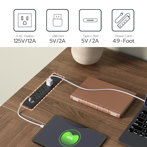 HOOBRO Farmhouse L Shaped Computer Desk, Computer Desk with Power Outlets, 59" Corner Office Desk with Filing Cabinet & Adjustable Shelves, for Home Office, Study, White and Walnut WH150UDN01