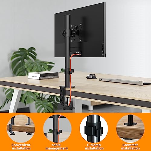 PHOLITEN Monitor Mount for 13-32" Screens, Up to 20lbs | Adjustable Single Desk Stand, Tilt Swivel Rotation, VESA 75x75/100x100mm - size: 15.75in, style: 1 monitor