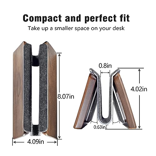 Vertical Laptop Stand for Desk, Wooden Laptop Holder Vertical for MacBook, HP, Samsung, Chrome Book and Other Laptops(Walnut) - color: Walnut-03