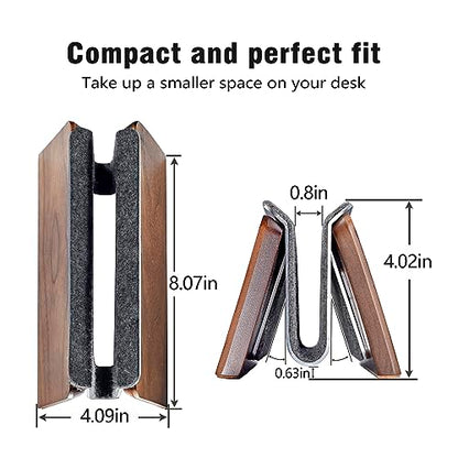 Vertical Laptop Stand for Desk, Wooden Laptop Holder Vertical for MacBook, HP, Samsung, Chrome Book and Other Laptops(Walnut) - color: Walnut-03