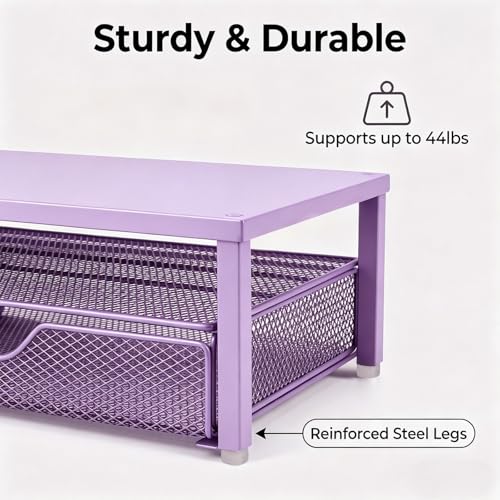 Spacrea Desk Organizers and Accessories, Printer Stand with Storage, Purple - color: Purple Metal
