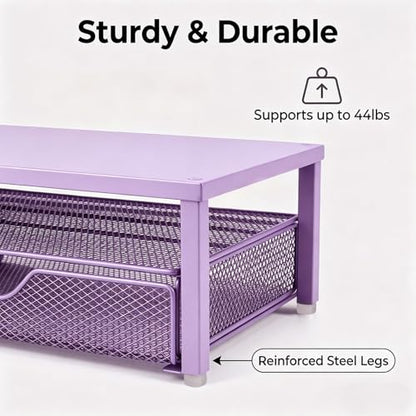 Spacrea Desk Organizers and Accessories, Printer Stand with Storage, Purple - color: Purple Metal