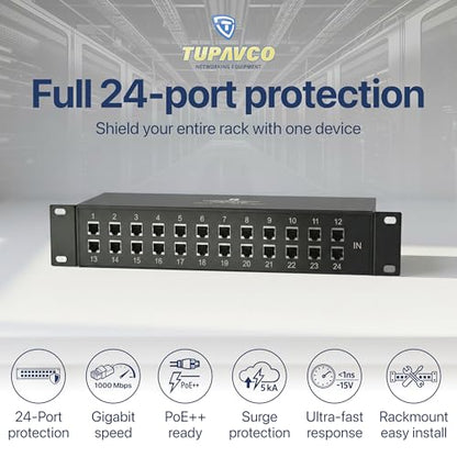 24 Port Rackmount Ethernet Surge Protector - Tupavco TP224