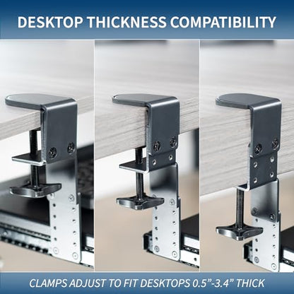 VIVO Black Clamp-on 27 x 11 in Adjustable Keyboard Tray, MOUNT-KB05HB - color: Black, size: 27" fixed width