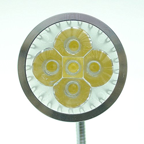 QUANS 5W High Power Clip-on Flexible Gooseneck Cool White LED Desk Light | 19 Inch Silver Adjustable Neck, 6000K 6500K, US Plug On/Off Switch, Metal Clamp for Sewing Study Bedside Craft Work Lighting - color: Silver (Cool White) Non-Dim