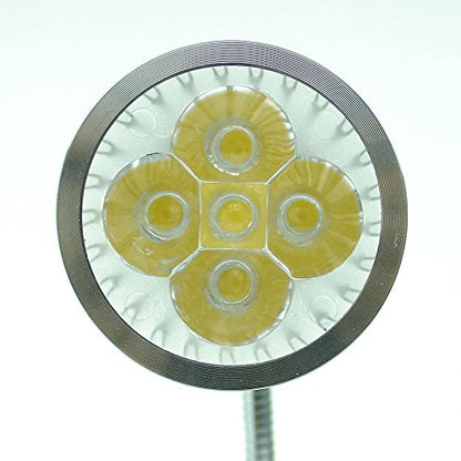 QUANS 5W High Power Clip-on Flexible Gooseneck Cool White LED Desk Light | 19 Inch Silver Adjustable Neck, 6000K 6500K, US Plug On/Off Switch, Metal Clamp for Sewing Study Bedside Craft Work Lighting - color: Silver (Cool White) Non-Dim