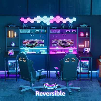 48 inch L Shaped Gaming Desk with Hutch, Pegboard and Monitor Stand, Black