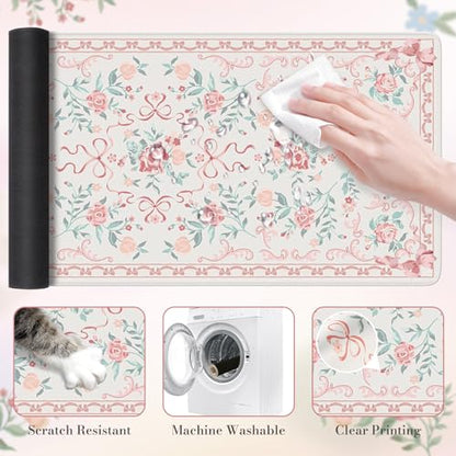 HAOCOO Pink Bow Laptop Mat, 35.4" x 15.7" Deskmat for Office Cubicle Desk - color: D-pink Bow, size: 35.4" x 15.7"