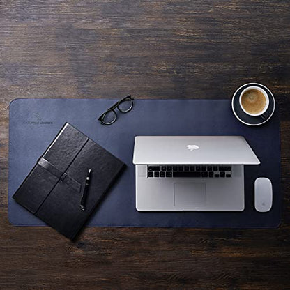 Gallaway Leather Desk Mat,Desk Writing Pad - Office Desk Pad, Large 36" x 17" Navy Blue, Desk Mats on Top of Desks, Gift Ready Elegant Computer Desk Mat Desk Cover Desk Pad Protector PU Leather - color: Navy Blue, size: Large