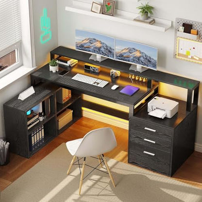 DWVO L Shaped Desk with Drawers