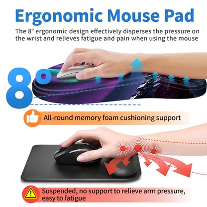 YIWEI Ergonomic Mouse Pad with Wrist Rest for Carpal Tunnel Pain Relief - color: Aurora