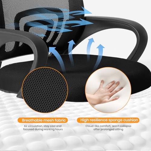 OLIXIS Office Desk Chair, Ergonomic Computer Chair, Lumbar Support | Height Adjustable, Fixed Armrest, Rocking Mode, 360 Swivel, 2 Pack Home, Black - color: Black, size: 2 Pack