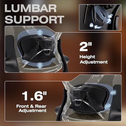 ELABEST X100 Ergonomic Mesh Office Chair with Footrest, Big and Tall Home Desk Chair with 5D Flip-Up Arms, Adjustable 3D Lumbar Support, Gaming & Executive Computer Chair (Coffee Break) - color: Coffee Break