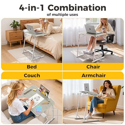 FoldWise Upgraded Folding TV Tray Table, Sturdy Couch & Dinner Laptop Table - color: (White) - Bright Wood
