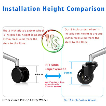 Hirate 2 inch Office Chair Caster Durable PU Wheel Replacement Set of 5 Black - color: Black, size: 2 inch