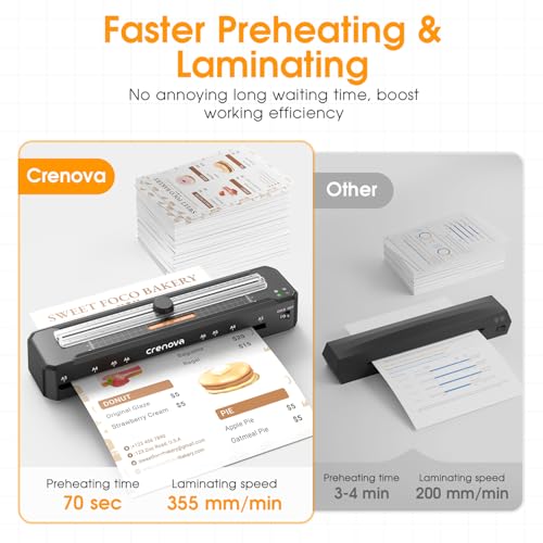 Crenova Laminator Machine with 12 Laminating Sheets, A3 Laminating Machine | Hot & Cold with Trimmer Corner Rounder, Fast Warm Technology, 13-Inch Laminator for Home Office School Business