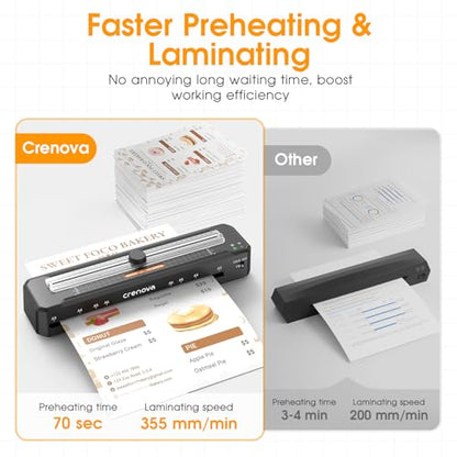 Crenova Laminator Machine with 12 Laminating Sheets, A3 Laminating Machine | Hot & Cold with Trimmer Corner Rounder, Fast Warm Technology, 13-Inch Laminator for Home Office School Business