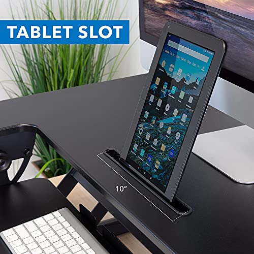 Mount-It! Standing Desk Converter - Height Adjustable Stand Up Desk with Gas Spring Riser - Wide 36 Inch Sit Stand Workstation Fits Dual Monitors – Black (MI-7926)