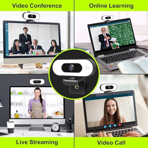 ToLuLu 1080P Full HD Webcam with Ring Light Microphone Streaming Web Camera - style: Webcam with Light & Cover & Tripod