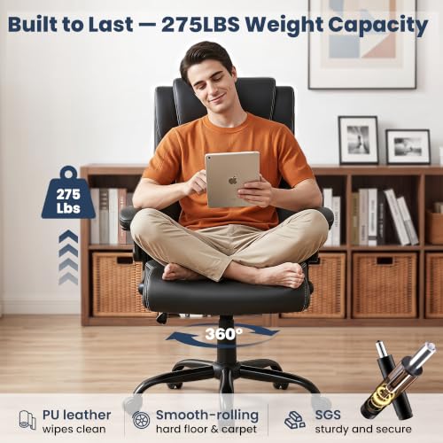 Ergonomic High Back Office Chair with Inflatable Lumbar Support - color: Black
