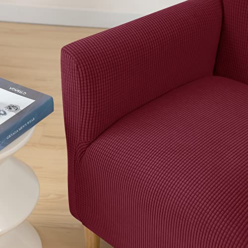 LiveGo Stretch Mid Century Modern Armchair Slipcover 1-Piece Jacquard Accent Chair Covers with Arms Soft Waterproof Chair Slipcovers for Living Room Furniture Protector Office (Wine Red a) - color: Wine Red a