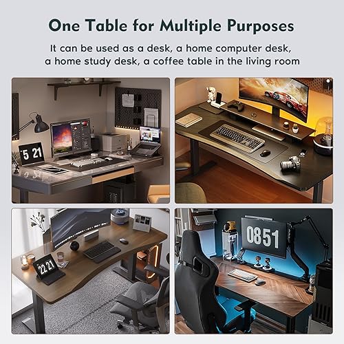 GCCSJ Dual Motor Standing Desk Frame, Sit Stand Up Desk Base Height Adjustable from 27.5" to 47", Ergonomic Adjustable Desk Legs for 47'' to 63'' Home & Office Desk Tops(Frame Only)