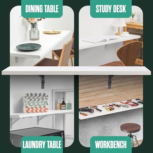 Wall Mounted Desk, Murphy Desk, Wall Mounted Folding Table, 48x16 White | Houseables Laundry Folding Table, Fold Down Work Bench, Foldable Station, Floating Bar, Hanging, Dining, Kitchen, Clothes - color: White