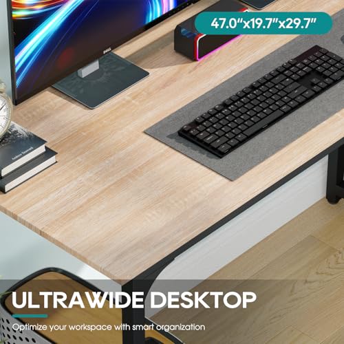 BestOffice Computer Desk,Home Office Desk, Modern Simple Style for Home Office Study Writing (Nature, 47 Inch) - color: Nature, size: 47 Inch