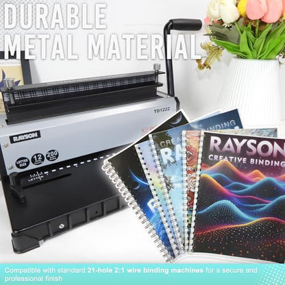 Rayson Wire Binding Spines, 2:1 Pitch, 21-Loop Black, Mixed Sizes, 100 Pack | Includes 3/8", 7/16", 1/2", 9/16" and 5/8" sizes; black 2:1 pitch wires for compatible wire binders. - size: Multi-Size 3/8", 7/16", 1/2", 9/16", 5/8"