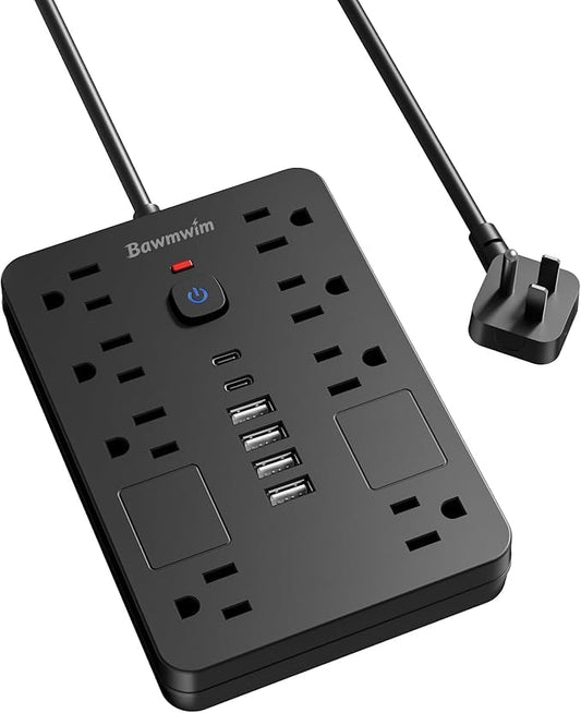 20FT Surge Protector Power Strip Extension Cord with 8 Outlets&6 USB Ports - color: Black, size: 20FT