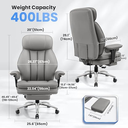 Ergonomic Office Chair with Lumbar Support, Big and Tall Comfy Desk Chair - color: Grey