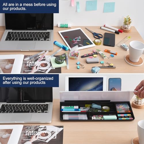 TSJ OFFICE Desktop Whiteboard Dry-Erase-Board - Computer Keyboard Stand White Board Surface Pad with Drawer, Desk Organizers with Accessories for Office, Home, School Supplies - Black - color: Black