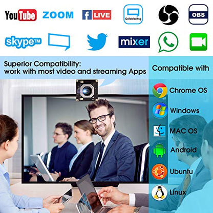 4K Autofocus USB Camera Module with Dual Microphone | IMX415 No distortion Lens 85 Degree Lightburn Camera for Laser engraving, DIY Projects, 3840x2160@30fps, Plug&Play OTG Webcam