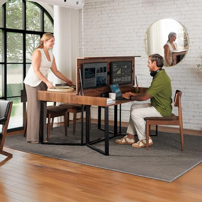 Transformer Table to Desk, Royal Brown | Dining Table to Computer Desk, Work-from-Home Office, Gaming Desk, Study Desk, Space-Saving Furniture - color: Royal Brown