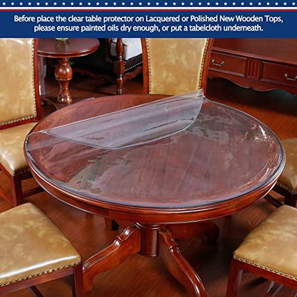 Round Clear Plastic Table Protector Cover Pad Thick Wipeable PVC Vinyl Tablecloth Furniture PVC Protective Desktop Liner Cover Waterproof Dining Tabletop Protection Desk Top Pad 36 Inch Diameter Round - color: New Version Round Shape Clear, size: 36" x 36