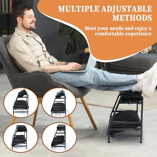 Adjustable Double Step Footrest, High-Density Foam with Sturdy Iron Frame Foot Rest Under Desk for Office, Ergonomic Footrest with Washable Cover for Desk Work, Home,Patented Design(Black)