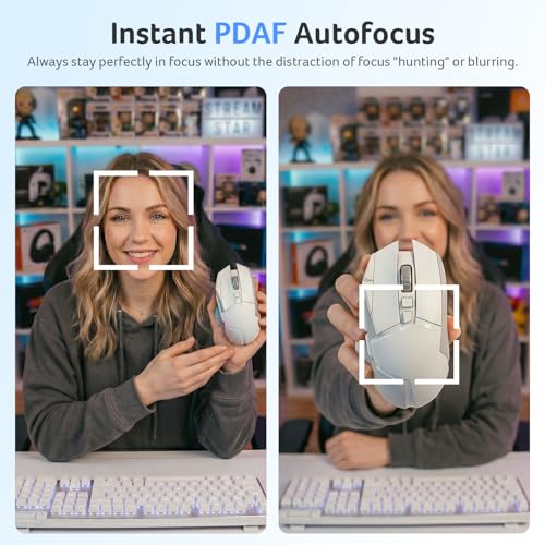 Acer A640 4K Webcam with AI Noise Canceling Mic for Streaming Meetings | Sony 1/2.8" Sensor, PDAF Autofocus, 2K 1080P/60fps, A to C Adapter, Computer Camera for switch 2 Camera Teams Zoom Facetime - color: Light Black